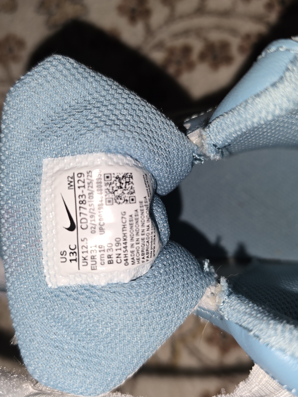 Kids' Court Borough Mid 2  High-Top Sneakers in Light Blue and White - Picture 7 of 9